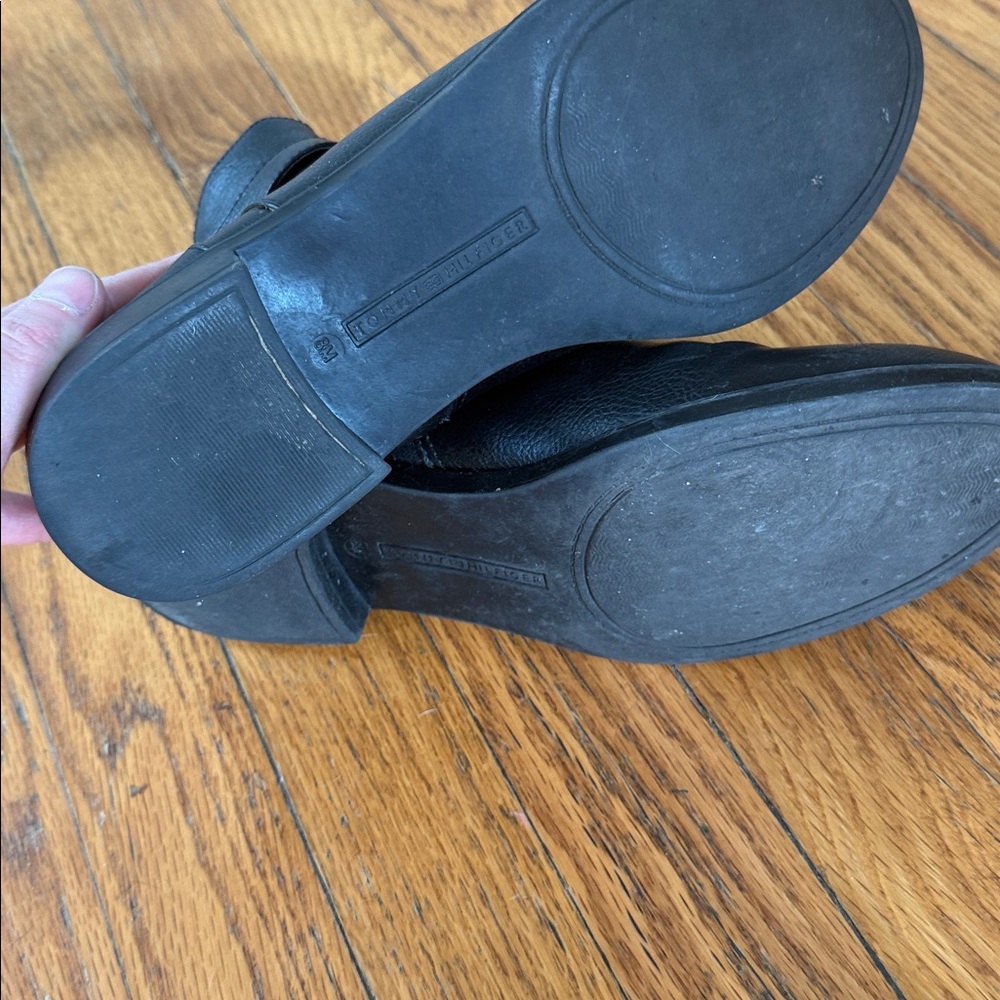Tommy Hilfiger Black Ankle Boots with Gold Accents 8 - Picture 8 of 10